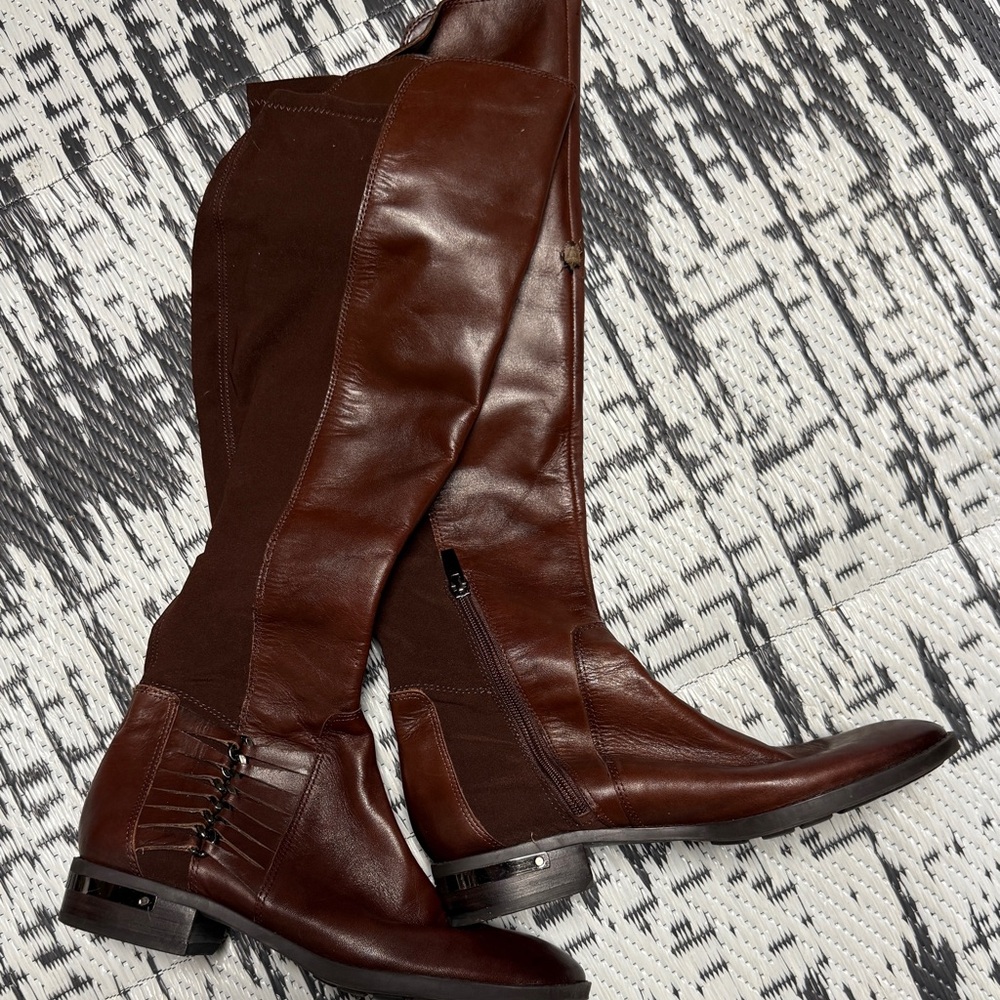 Vince Camuto Prolandia chocolate brown leather riding boots